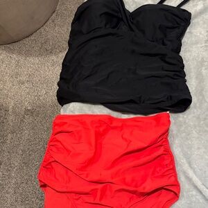 Black and Red Swimsuit Set